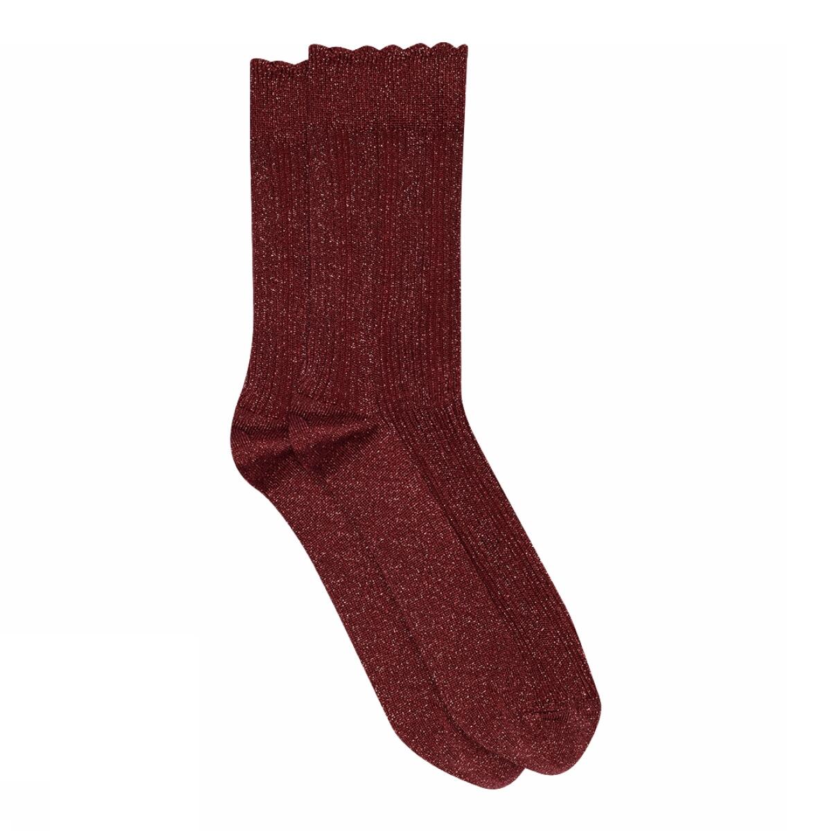 Julia glimmerstrømper - Wine Red